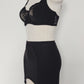 black 6 strap Rhonda open bottom girdle, with lace trim on the front