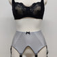 silver gray, wide retro style, 6 strap suspender belt