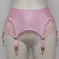 pink 6 strap Scarlett garter belt with lace side panels