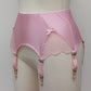 pink 6 strap Scarlett garter belt with lace side panels, side view