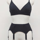 Black Cotton jersey DORA Garter belt with 4 or 6 straps