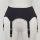 Black Cotton jersey DORA Garter belt with 4 or 6 straps
