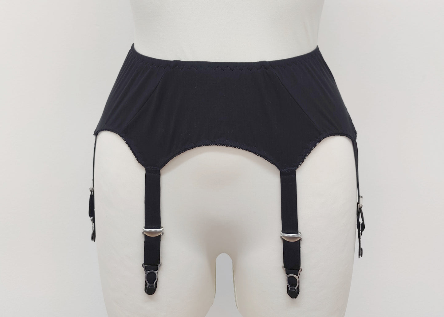 Black Cotton jersey DORA Garter belt with 4 or 6 straps