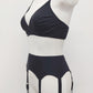 Black Cotton jersey DORA Garter belt with 4 or 6 straps