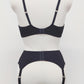 Black Cotton jersey DORA Garter belt with 4 or 6 straps