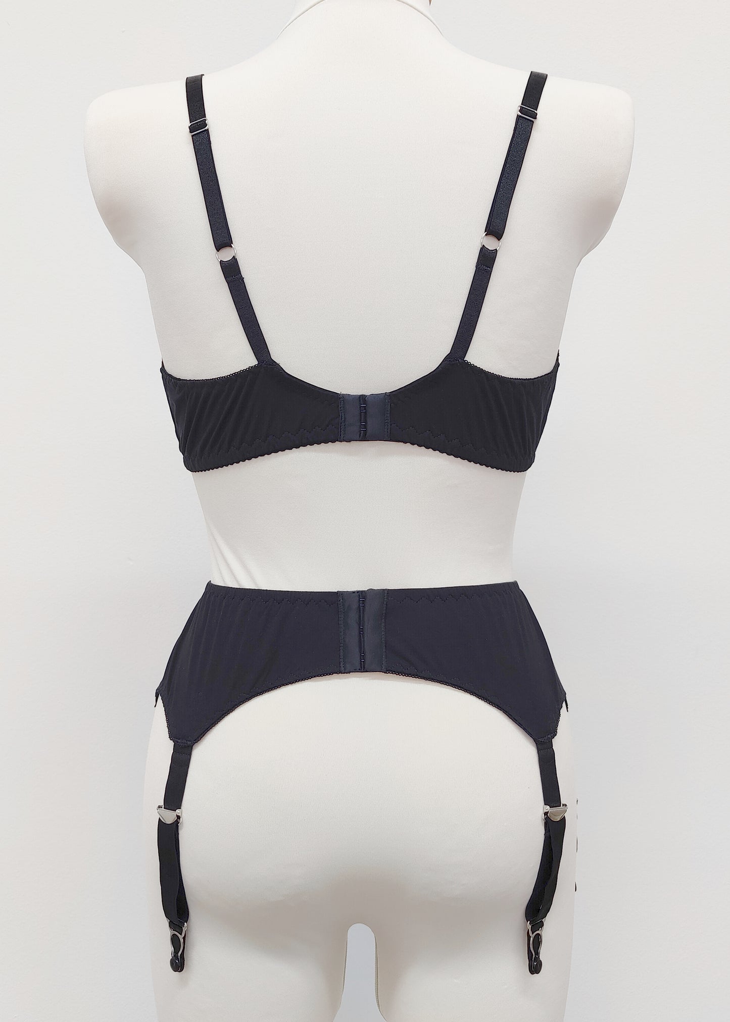Black Cotton jersey DORA Garter belt with 4 or 6 straps