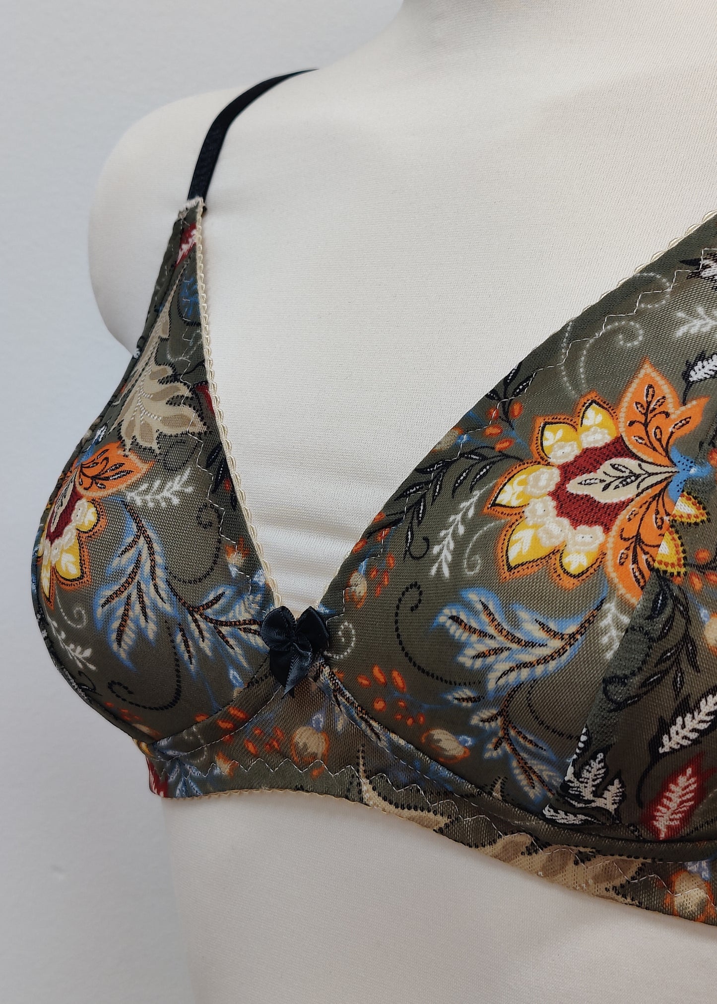 olive green floral mesh Chloe bralette 