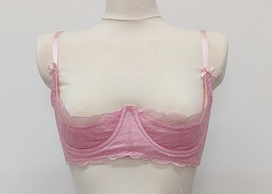 pink lace quarter cup Lucrezia bra