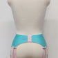 aqua blue 12 strap Joan garter belt with pink straps