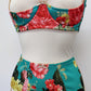 floral Rosie quarter cup bra, shown with matching garter belt, detail