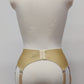 Beige narrow Nina garter belt, 60's style with 6 adjustable straps and hook and eye closure at the back, back view