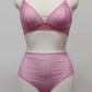 sheer, high waist panties, made with fuchsia pink-star soft mesh fabric. here shown with matching Chloe bralette 