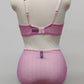 sheer, high waist panties, made with fuchsia pink-star soft mesh fabric. here shown with matching Chloe bralette , back view