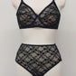 black floral Sheer full cup Lily bra, Underwired, shown with matching Irma panties
