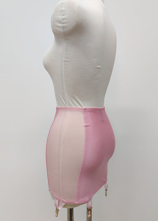 Pink light control, pull on girdle made with spandex and power mesh side panels. With 6 v style non-adjustable straps. You can have solid color girdle or mix of colors for just your own different girdle. 