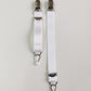 white, long clip on garter straps, suspender straps, 1 pair