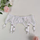 A white lace Mona garter belt with 6 adjustable straps and hook and eye closure