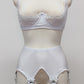 White Wide IRIS Garter Belt Deep V Style Suspender Belt Size XS-4XL