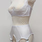 White Wide IRIS Garter Belt Deep V Style Suspender Belt Size XS-4XL