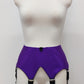purple wide vintage style Iris garter belt, with black trim and 6 extra wide black straps 