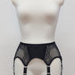High waist Rita garter belt in black color with black lace side panels and 6 Y straps
