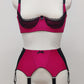 magenta pink, quarter cup Lucy bra with Black lace nr. 2 