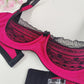 magenta pink, quarter cup Lucy bra with Black lace nr. 2 