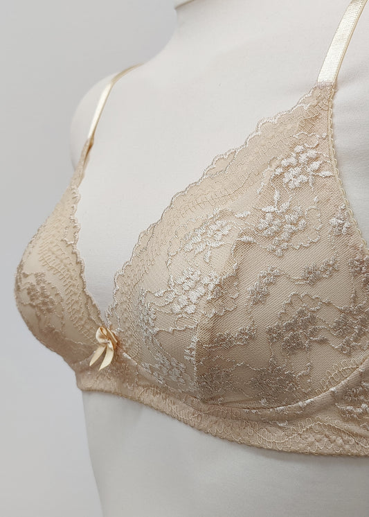beige lace Coco bralette, detail