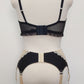 Black with Beige Lace MONA Suspender Belt size M
