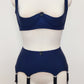 blue classic retro style  Greta garter belt with 6 straps