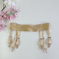 beige narrow 60's style Summer garter belt with 6 straps