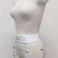 white narrow 60's style Summer garter belt with 6 straps, side view