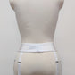 white narrow 60's style Summer garter belt with 6 straps, back view