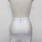 white 6 strap Rhonda open bottom girdle, with  lace trim on the front, back view