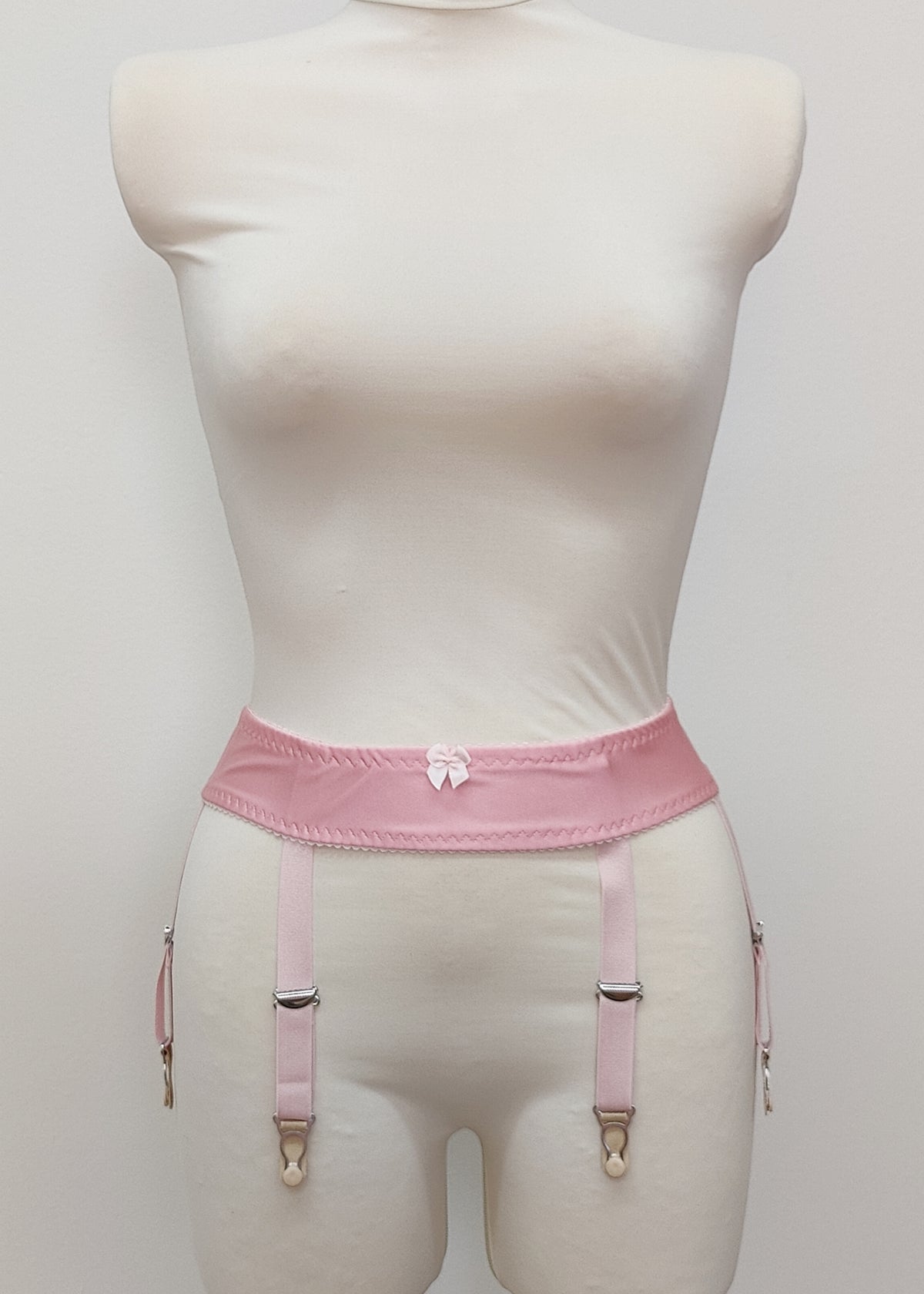 pink narrow 60's style Summer garter belt with 6 straps