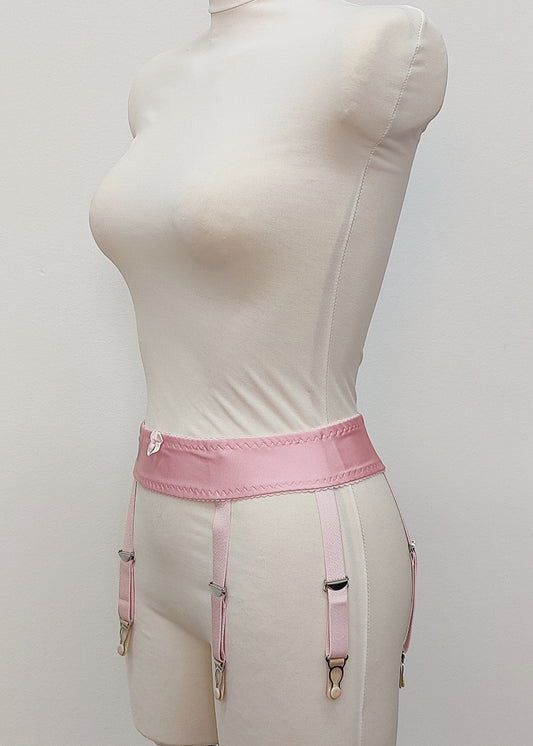 pink narrow 60's style Summer garter belt with 6 straps