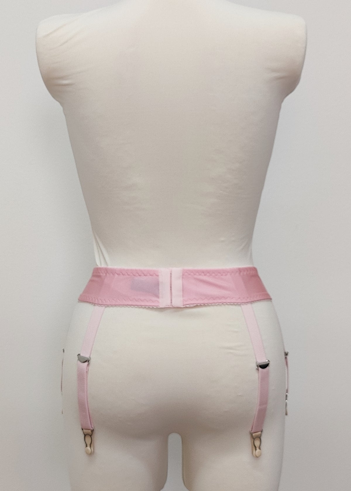 pink narrow 60's style Summer garter belt with 6 straps