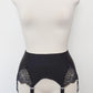 black, retro style, 6 strap Scarlett garter belt with black straps and lace side inserts