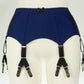 blue Wide Amanda garter belt with 6 black Y-straps