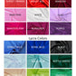 Color swatches of Lycra fabric in various colors arranged in a grid.