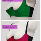 Two bras on mannequins with text indicating size ranges.