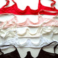 red, pink,white and black quarter cup bra