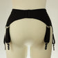 Black White IRIS Garter Belt Deep V Style Wide Suspender Belt Size XS-4XL