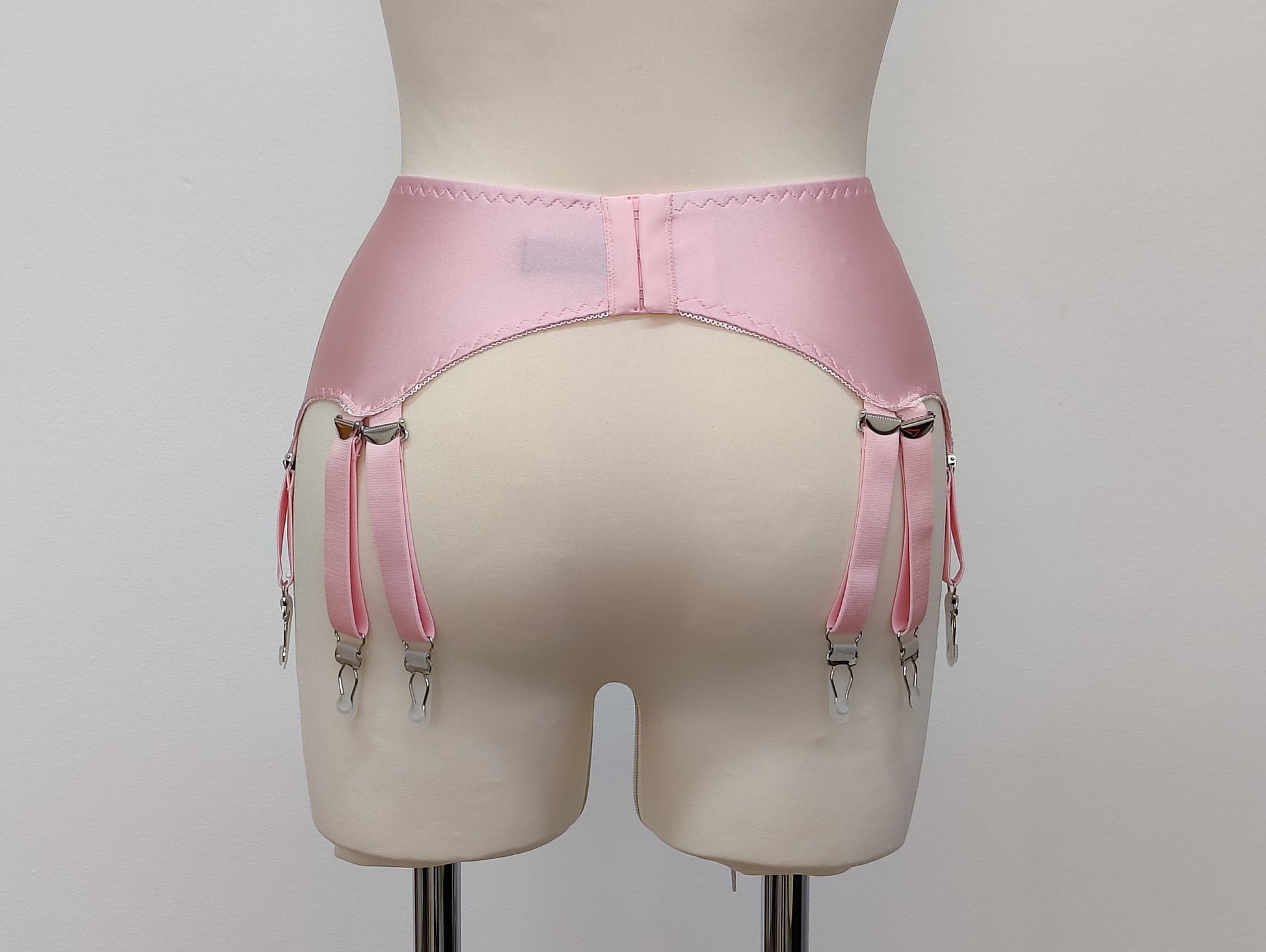 pink 12 strap garter belt, back view
