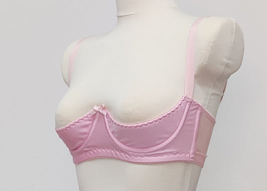 baby pink open cup Gina bra, side view