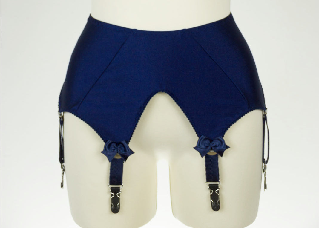 Blue NORA Deep V style Suspender belt Wide Retro Garter Belt Size XS-3XL