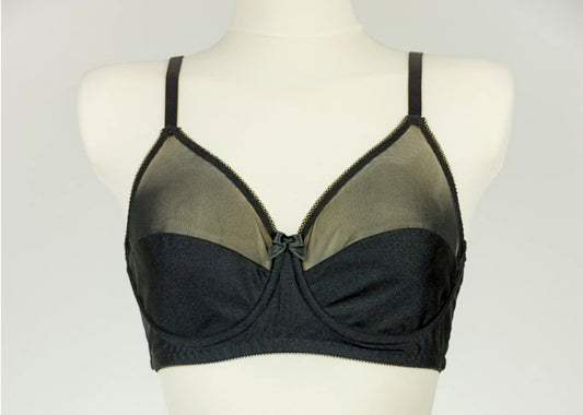 black semi sheer full cup soft bra with wires