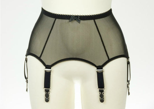 Black or White Sheer mesh LULA Garter belt Transparent Suspender Belt